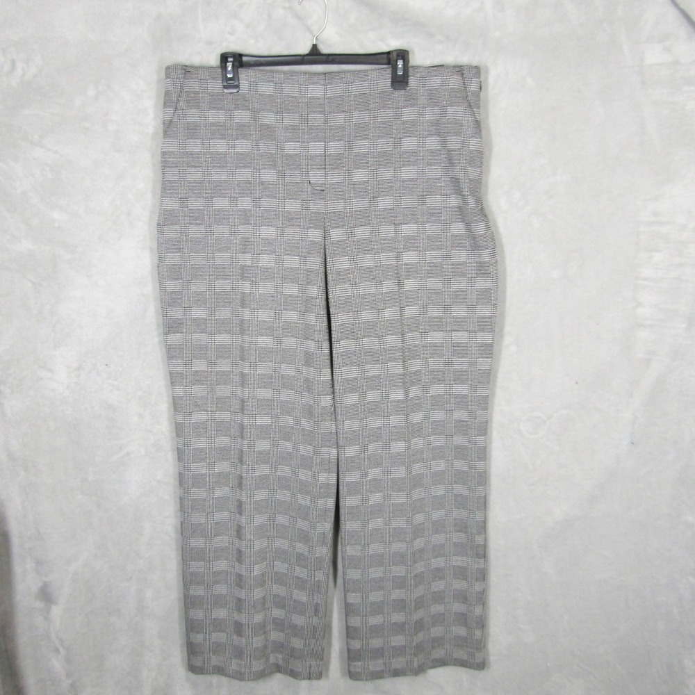 EXPRESS Trouser Pants Wide Leg Womens XL Plaid Mid Rise Black White Elastic New